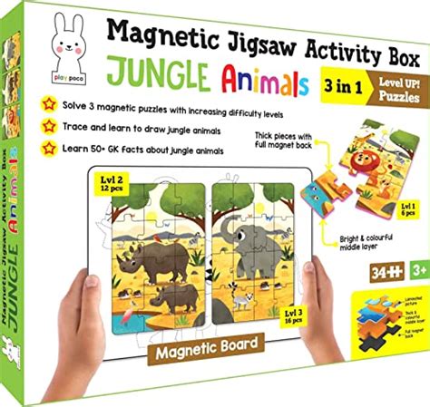 Play Poco Magnetic Jigsaw Puzzles Jungle Animals Activity Box with 3 ...