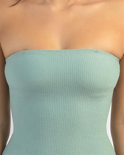 Shop Topanga Carmen Strapless One Piece Swimsuit In Soft Sage - Fast ...