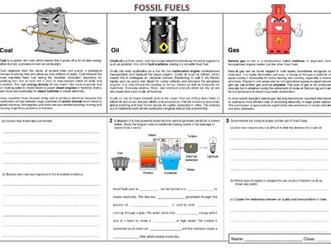 Image result for Fossil Fuels Worksheet