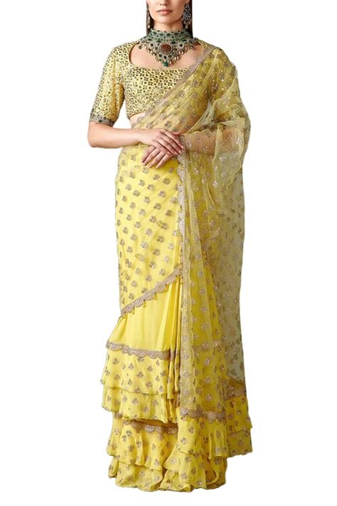 Buy JAIPURI FASHION Women's frill ruffle ready to wear saree for ...