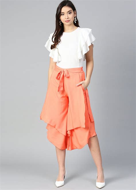 Get Off White Princess Ruffle Sleeveless Top & Layered Trouser Set at ...