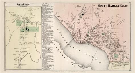 South Hadley and South Hadley Falls Villages, Massachusetts 1873 Old ...