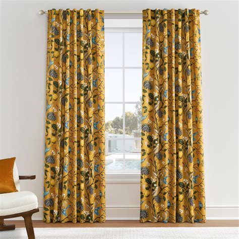 Winston Porter Fancy Hummingbird Patterned Room Darkening Curtain,Rod ...