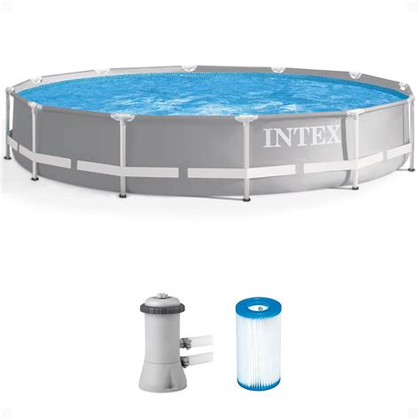 Intex 26711EH Prism Frame Premium Above Ground Swimming Pool Set: 12ft ...