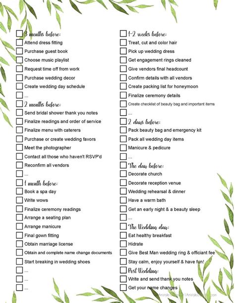 Image result for Wedding Checklist Free Edit Printable