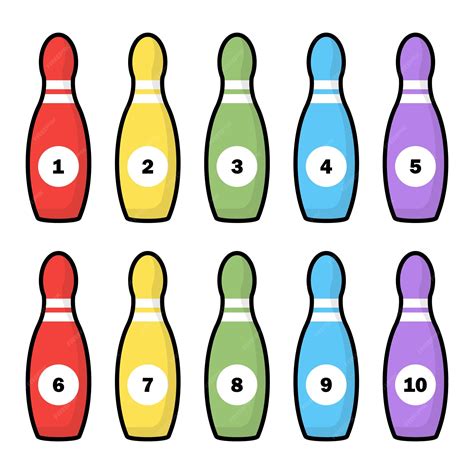 Premium Vector | Colorful numbered bowling pins isolated white ...