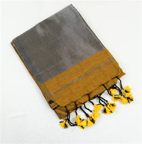 Mustard Yellow color Kadhi Cotton plain Saree Zari pallu with plain bl ...