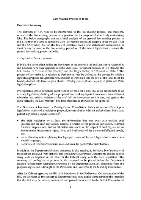 Draft Law Making Process in India - Law Making Process in India ...