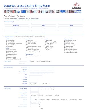 2008-2026 LoopNet Lease Listing Entry Form - Blank Fillable Template ...