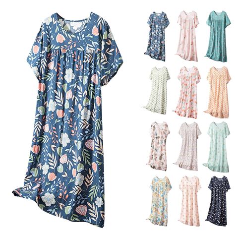 Elvqul Plus Size Cotton Nightgowns for Women Womens Long Pajamas Dress ...