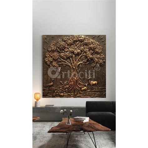 5X5 Feet Sacred Banyan Tree of Life 3D Nature Relief Murals Wall Art