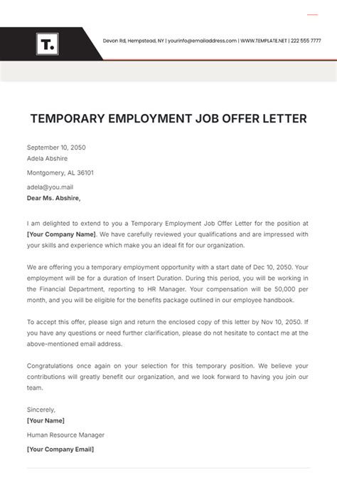 Simple Job Offer Letter Sleeve - Infoupdate.org