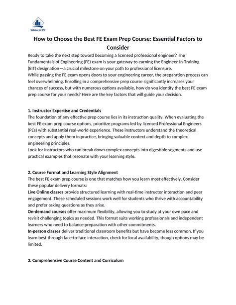 How to Choose the Best FE Exam Prep Course Essential Factors to ...