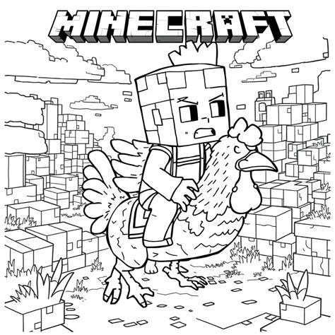Minecraft Chicken Jockey Colouring Pages