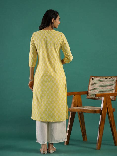 Summer yellow Cotton Printed kurta – Sanskruti Homes