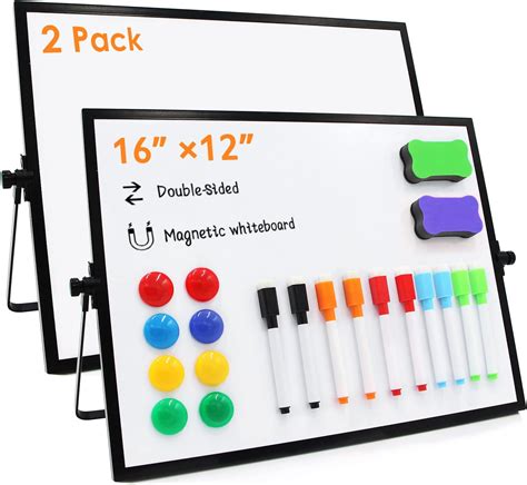Amazon.com : 2 Set Magnetic Desktop Whiteboard with Stand 16 x 12'' Dry ...