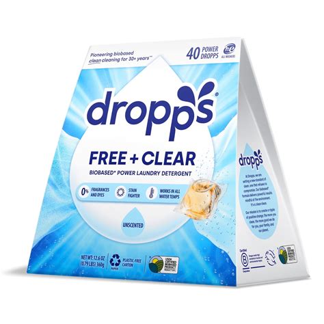 Dropps Laundry Detergent Pods, Unscented, HE Compatible, Hypoallergenic, 40 Count - Walmart.com