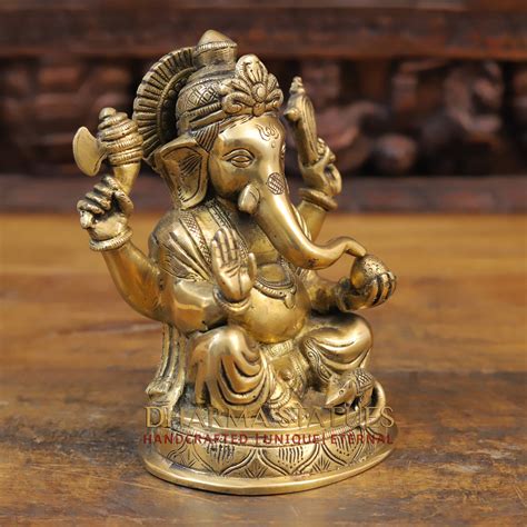 Shop Brass Ganesh Seated on lotus | Copper & Gold Finish | Best Price ...