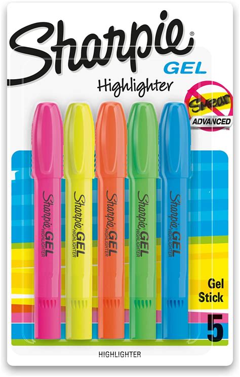 Sharpie Gel Highlighters, Bullet Tip, Assorted Colours, 5 Count ...