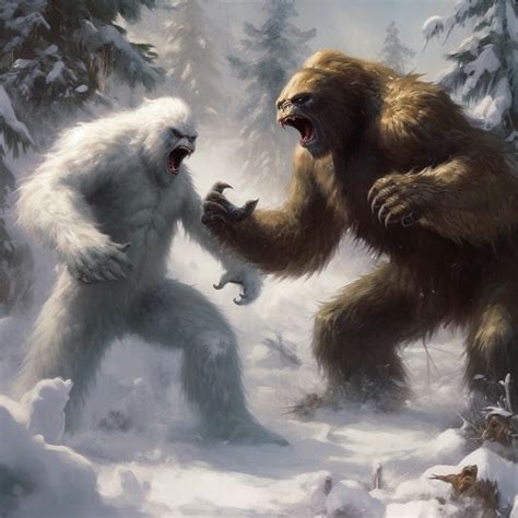 Bigfoot Battling a Yeti by futurefusionstudio on DeviantArt