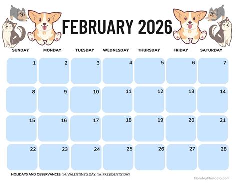 Blank February 2026 Calendar Printable