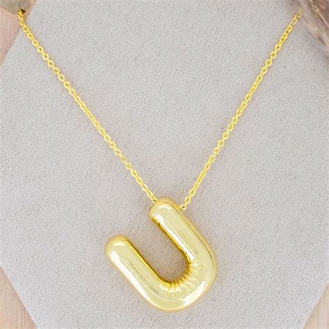 A Party Balloon Bubble Puffed Initial Alphabet Letter 18K Glossy Gold ...