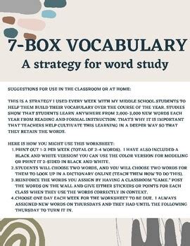 Image result for Vocabulary Word Box