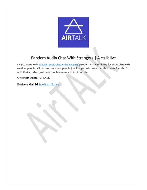 PPT - Random Audio Chat With Strangers | Airtalk.live PowerPoint Presentation - ID:11099398