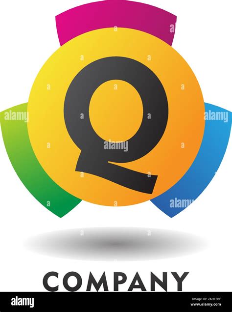 Letter Q Cheerful Logo Concept, Colorful Alphabetical Logo Design Template, Green, Blue, Violet ...