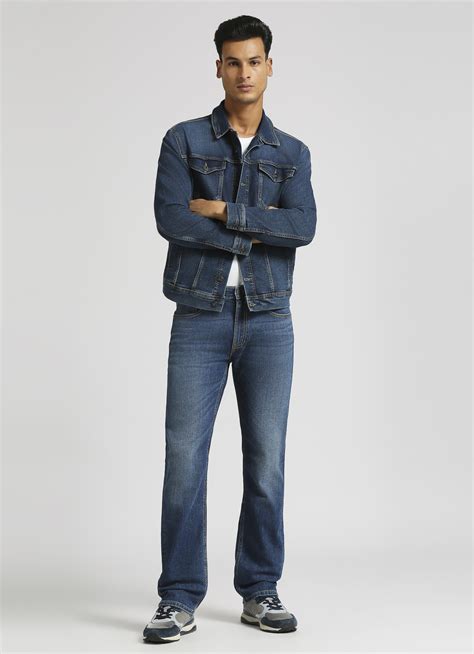 Holborne Dark Blue Mid Rise Straight Leg Jeans | Pepe Jeans India