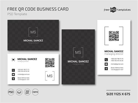 Business Card Template with QR Code 的图像结果