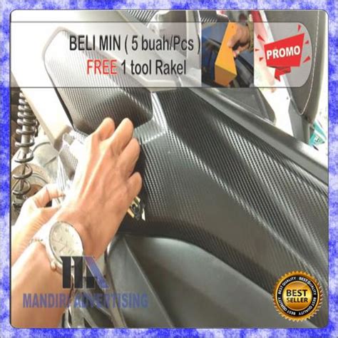 Jual stiker karbon hitam putih doff/stiker karbon black white glossy ...