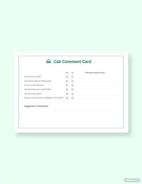 Image result for Comment Card Template