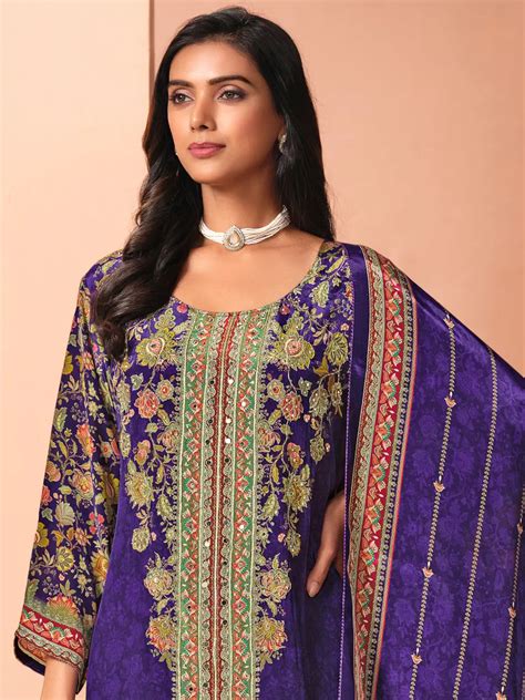 Alina Purple crepe 3pc suit set – MODERNSAHIBA