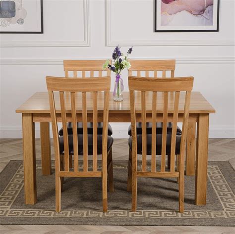 Buy Oslo 150 x 90 cm Medium Oak Dining Table and 4 Chairs Dining Set ...