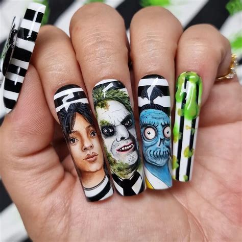 Beetlejuice nail art designs: 20 Halloween-ready manicure ideas - Scratch