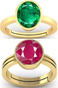 BHAIRAW GEMS Ratti Stone Adjustable Ring for Men & Women Stone Emerald ...