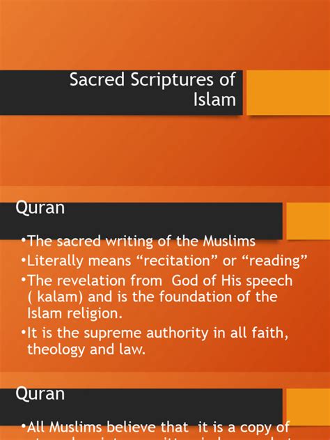 Sacred Scriptures of Islam | PDF