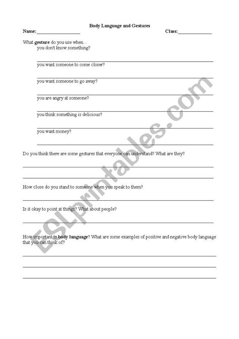 Body Language Worksheet 的图像结果