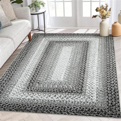 ROYHOME Modern Geometric Area Rug 5x7 Boho Bedroom Large Braided Print ...