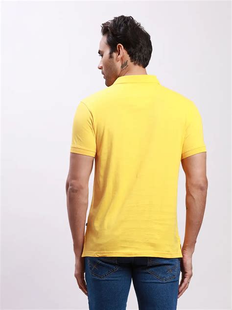 Parx Men Yellow Solid Regular Fit Cotton Half Sleeve T-Shirt – MyRaymond