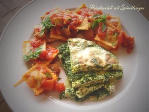 Quark Spinat Lasagne und Fleisch Ravioli   Rezept   kochbar.de