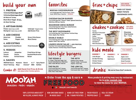 Menu - Williamsburg VA's MOOYAH Burgers, Fries & Shakes | Sirved