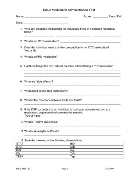 Image result for Basic Medication Exam Practice Questions