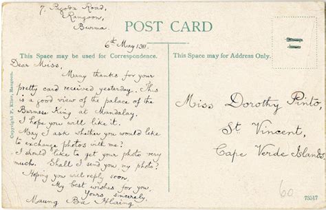 Do you feel jealous, old girl? Personal histories and postcards from Burma
