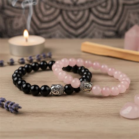 Black and Pink Bracelet - Black Tourmaline & Rose Quartz – Astromudra