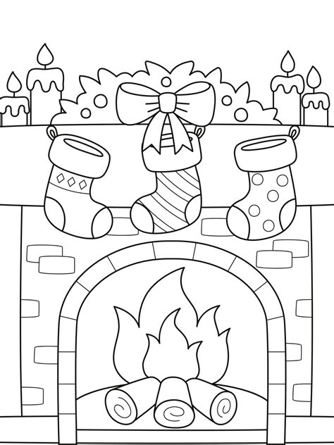Christmas Fireplace Coloring Page - Etsy UK | Christmas coloring sheets ...