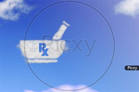 Image of Pharmacy Cloud Shape On Blue Sky. For Preparing, Dispensing ...