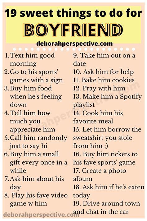 19 Sweet Things to Do for Your Boyfriend | Things to do for your ...