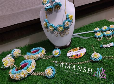 LAMANSH® Artificial Flower Jewellery Set with Matching Kaleere & Ankle ...